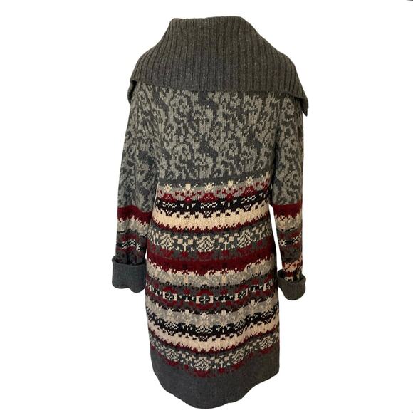 Bob Timberlake 100% Lambswool Sweater Coat Cardigan Size M Nordic Fair Isle Knit - Picture 4 of 8